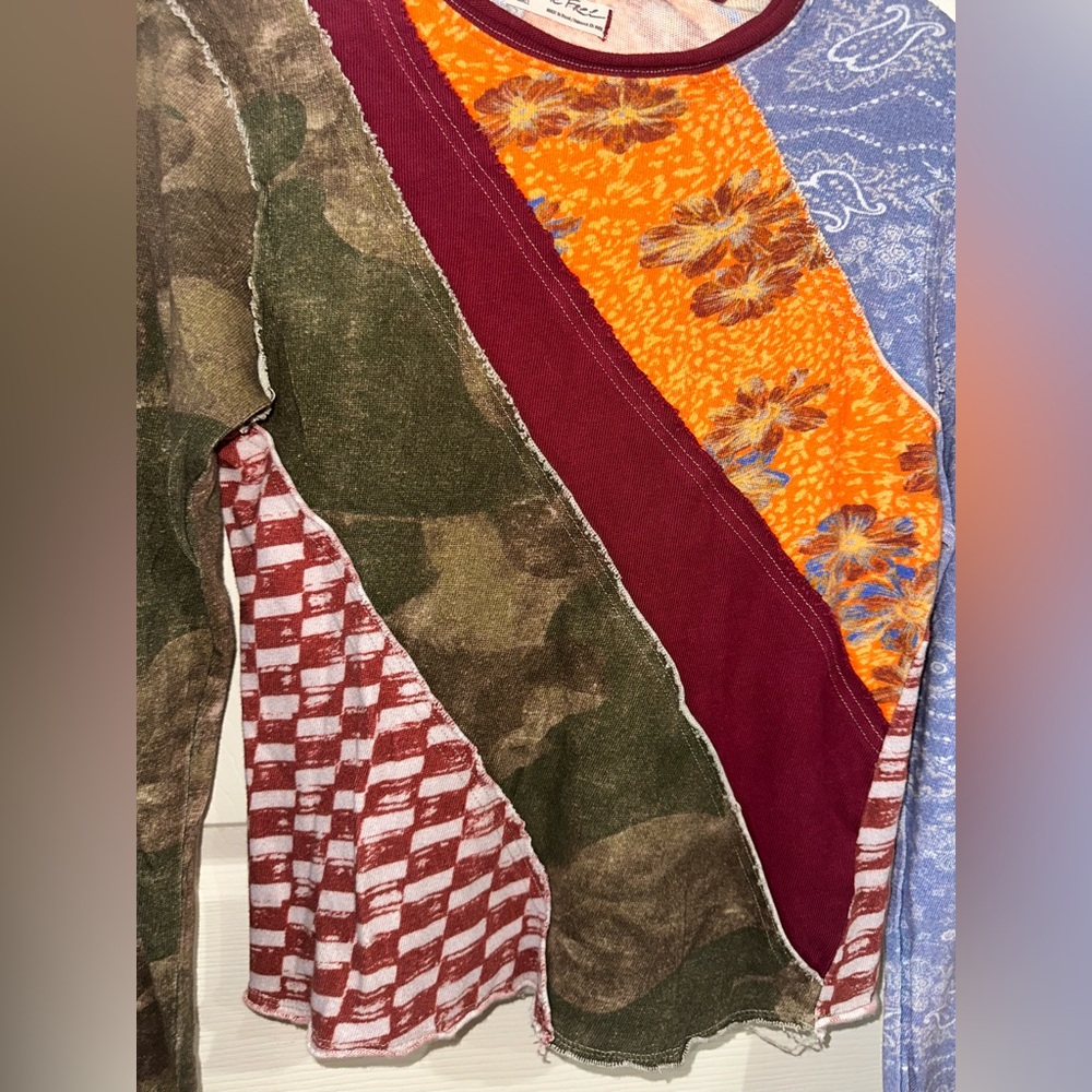 We The Free Multicolor Patchwork patterned Pullov… - image 2